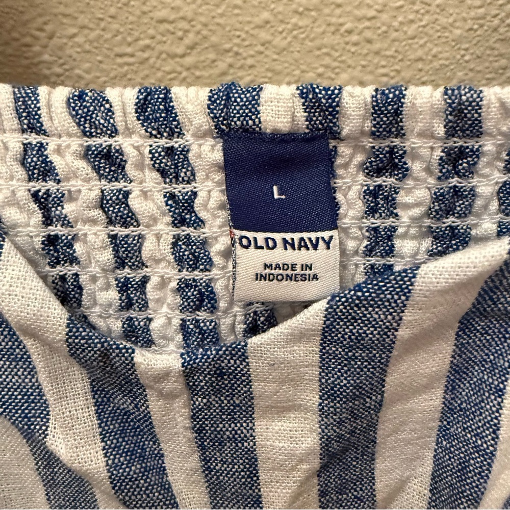 NWT Old Navy Fit & Flare Linen-Blend Midi Dress – Blue Stripe - Picture 7 of 15